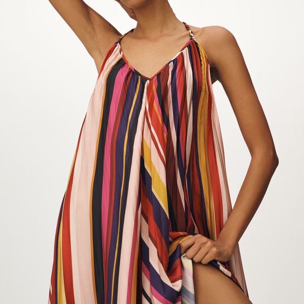 New FARM Rio Pleated Sleeveless Pleated Midi Dress - Picture 4 of 4